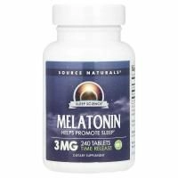 Source Naturals, Мелатонин, Таблетки с замедленным высвобождением, 3 мг, 240 таблеток