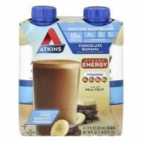 Atkins, Насыщенный протеином коктейль, шоколад и банан, 4 коктейля, 325 мл (11 жидк. унц.)