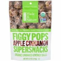 Made in Nature, "Инжирные суперснэки", органические инжирные снэки со вкусом яблока и корицы, 4,2 унции (119 г)