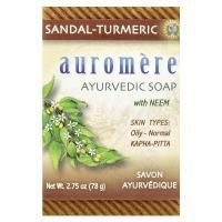 Auromere, Аюрведическое мыло с сандалом Ним и куркумой 2,75 унции