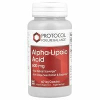 Protocol for Life Balance, Альфа-липоевая кислота, 600 мг, 60 вегетарианских капсул