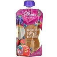 Plum Organics, органическое детское питание, этап 2, яблоко, слива, ягоды и ячмень, 99 г (3,5 унции)
