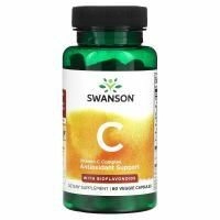 Swanson, Комплекс витаминов C с биофлавоноидами, 60 растительных капсул