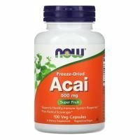 Now Foods, Сублимированные ягоды асаи, 500 мг, 100 растительных капсул