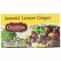 Celestial Seasonings, Травяной чай, Jammin, лимон и имбирь, без кофеина, 20 чайных пакетиков, 1,6 унции (45 гр)