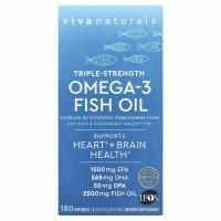 Viva Naturals, рыбий жир с омега-3, тройная сила, 180 капсул