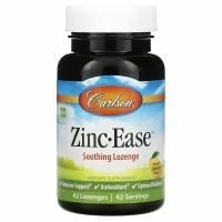 Carlson Labs, Zinc Ease Пастилки с успокаивающим действием, Натуральный лимонный вкус, 42 пастилки