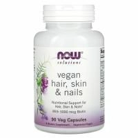 Now Foods, Solutions, веганское средство для волос, кожи и ногтей, 90 вегакапсул