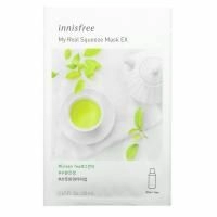 Innisfree, My Real Squeeze Beauty Mask EX, зеленый чай, 1 шт., 20 мл (0,67 жидк. Унции)