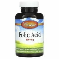 Carlson, Folic Acid, 800 mcg, 1,000 Vegetarian Tablets