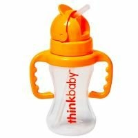 Think, Thinkbaby, Thinkster, бутылочка с трубочкой, оранжевая, уровень D, 9 жидких унций (260 мл)