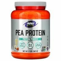 Now Foods, Спорт, гороховый белок, вкус ванильных ирисок, 2 фунта (907 г)