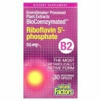 Natural Factors, BioCoenzymated, B2, рибофлавин 5'-фосфат, 50 мг, 30 вегетарианских капсул