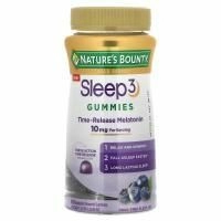 Nature's Bounty, Sleep 3 жевательные таблетки, со вкусом голубики, 10 мг, 60 жевательных таблеток (5 мг в 1 жевательной таблетке)