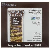 This Bar Saves Lives, LLC, Арахисовое масло с темным шоколадом и морской солью, 12 батончиков, 1,4 унции (40 г)
