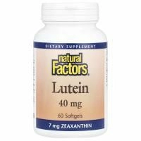 Natural Factors, Лютеин, 40 мг, 60 гелевых капсул