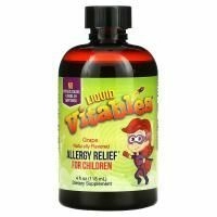 Vitables, Детская жидкая противоаллергическая добавка, без спирта, со вкусом винограда, 120 мл (4 жидк. унции)
