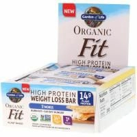 Garden of Life, Organic Fit, батончик для похудения с высоким содержанием протеина, смор, 12 батончиков, 1,9 унц. (55 г) каждый