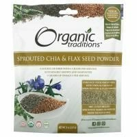 Organic Traditions, Порошок из пророщенных семян Чиа и льна 8 унций