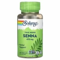 Solaray, True Herbs, сенна, 470 мг, 100 растительных капсул