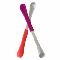 Boon, Swap, 2-in-1 Feeding Spoon, 4 + Months, Coral & Plum, 2 Spoons