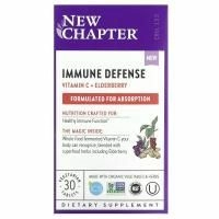 New Chapter, Immune Defense, витамин C и бузина, 30 вегетарианских таблеток