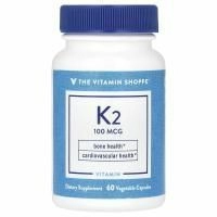 The Vitamin Shoppe, витамин K2, 100 мкг, 60 растительных капсул