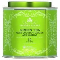 Harney & Sons, Зеленый чай с кокосом, имбирем и ванилью, 30 пакетиков, 2,67 унции (75 г)