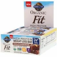 Garden of Life, Organic Fit, батончик для снижения веса, шоколадно-миндальный брауни, 12 батончиков, каждый 1,9 унц. (55 г)