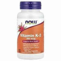 Now Foods, Витамин K2, 100 мкг, 100 вегетарианских капсул