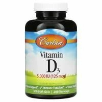 Carlson Labs, Витамин D3, 5000 МЕ, 360 желатиновых капсул