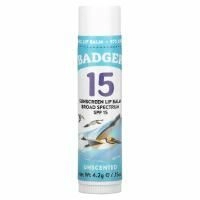Badger, солнцезащитный бальзам для губ, SPF 15, без запаха, 4,2 г (0,15 унции)