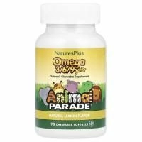Nature's Plus, Источник жизни, Парад животных, Омега 3/6/9 для детей, Натуральный лимонный вкус, 90 желатиновых капсул