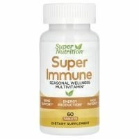 Super Nutrition, Super Immune, мультивитаминный комплекс с глутатионом для укрепления иммунитета, 60 таблеток