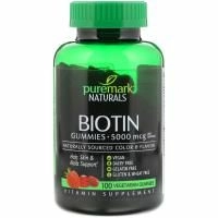 PureMark Naturals, Биотин, 5000 мкг, 100 растительный жевательных конфет
