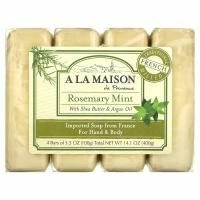 A La Maison de Provence, Мыло для рук и тела, с ароматом розмарина и мяты, 4 куска, 3.5 унций (100 г) каждый