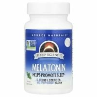 Source Naturals, Мелатонин, 5 мг, вкус перечной мяты, подъязычный, 200 таблеток
