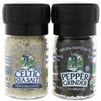 Celtic Sea Salt, Mini Mixed Grinder Set, Light Grey Celtic Salt & Pepper Grinder, 2.9 oz (82 g)