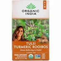 Organic India, Tulsi Tea, Turmeric Rooibos, Caffeine-Free, 18 Infusion Bags, 1.27 oz (36 g)