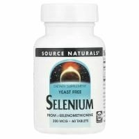 Source Naturals, Селен, без дрожжей, 200 мкг, 60 таблеток
