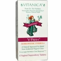 Vitanica, V-Fresh, вагинальная поддержка, 6 вагинальных суппозиториев