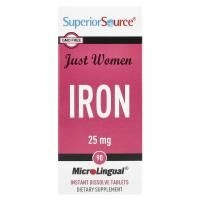 Superior Source, Just Women, железо, 25 мг, 90 микролингвальных быстрорастворимых таблеток