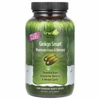 Irwin Naturals, Экстракт гинго для памяти и внимания, 120  гелевых капсул с жидким наполнителем