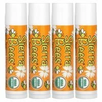 Sierra Bees, Органический бальзам для губ, мандарин и ромашка, 4 шт., 0,15 унции (4,25 г) каждый