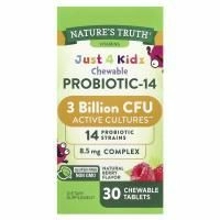 Nature's Truth, Just 4 Kidz, жевательный пробиотик-14, натуральные ягоды, 3 млрд КОЕ, 30 жевательных таблеток
