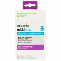 UpSpring, Milkflow, пажитник + кникус благословенный, 100 вегетарианских капсул