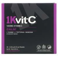 1Kvit-C, Витамин C, спокойствие, шипучая смесь для приготовления напитка, натуральный апельсиновый вкус, 1000 мг, 30 пакетиков по 6,5 г (0,23 унции)