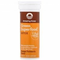 Amazing Grass, Green Superfood, шипучий напиток из зелени для детоксикации организма, со вкусом апельсина и куркумы, 10 таблеток