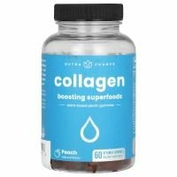 NutraChamps, жевательные таблетки с коллагеном, повышающие уровень суперфудов, со вкусом персика, 60 жевательных таблеток с витаминами