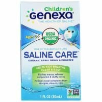 Genexa, Children's Saline Care, Organic Nasal Spray & Dropper, Ages 2+, 1 fl oz (30 ml)